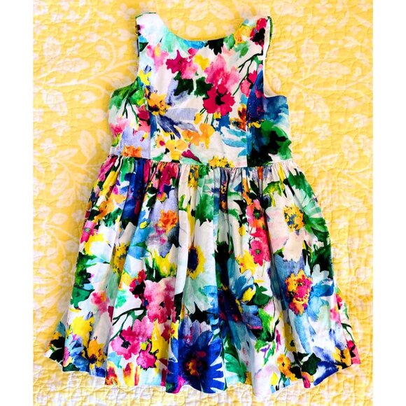 POLO RALPH LAUREN Toddler Floral Colorful Formal Party Tank Dress Size 3T EUC